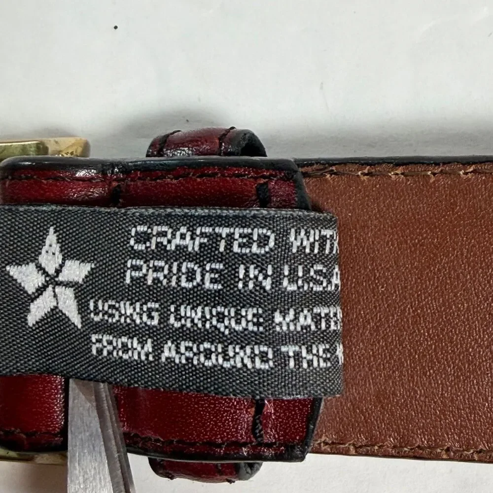 Brighton Oxblood Burgundy Leather Belt Size 36 Solid Brass Buckle USA 1